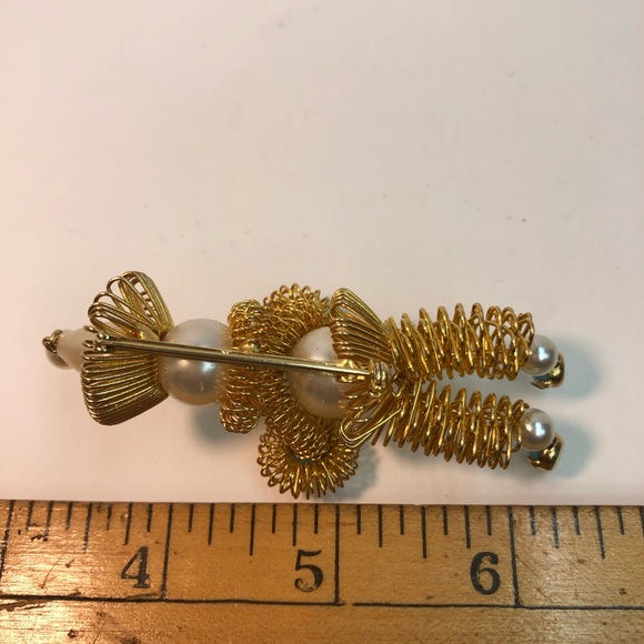 Wire wrapped rhinestone Clown vintage brooch pin